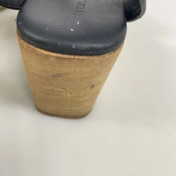 Everlane Shoes Womens Size 7 Sandals Clogs Platform Wooden Heel Buckle‎ Leather - Picture 9 of 15